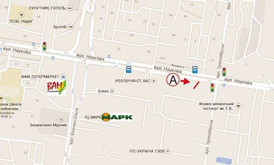Схема рекламної площини за адресою Наукова – Тролейбусна (права ст.)