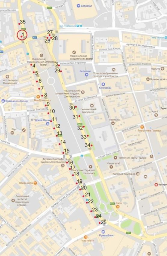 Схема рекламної площини за адресою пр. пр. Чорновола