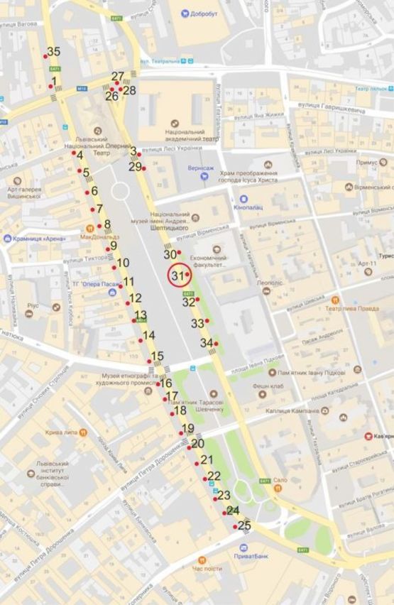 Схема рекламной плоскости по адресу пр. пр. Чорновола