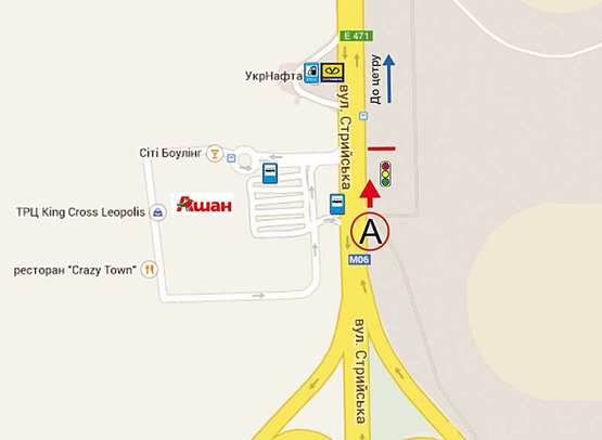 Схема рекламної площини за адресою Стрийська  Кінг кросс