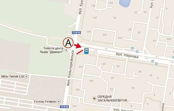 Схема рекламної площини за адресою Наукова - вул. Кульпарківська лівий