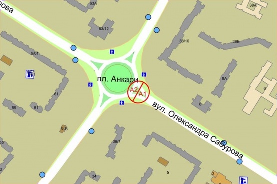 Схема рекламної площини за адресою Маяковского/Сабурова, треугольник №3