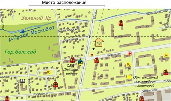 Схема рекламної площини за адресою Чаривная -  8 Марта