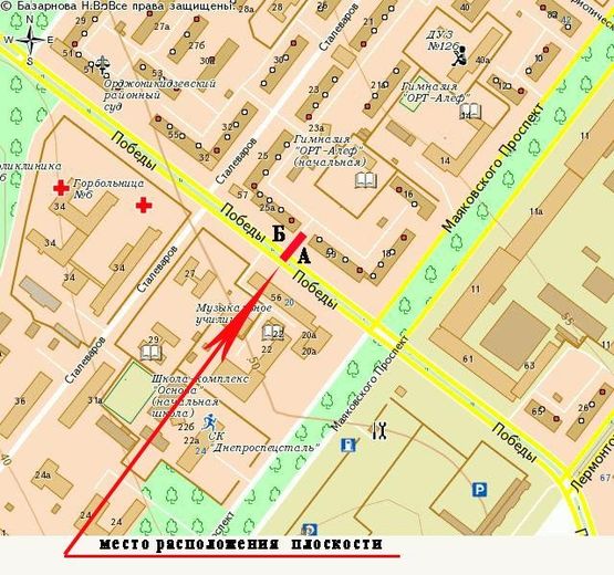 Схема рекламной плоскости по адресу Победы, 59 - Сталеваров