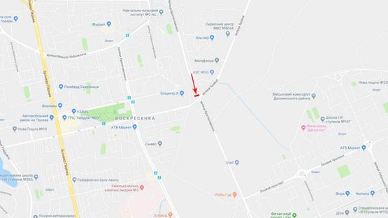 Схема рекламної площини за адресою Братиславская ул., возле ТЦ Эпицентр, в сторону рынка "Юность"