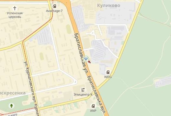 Схема рекламної площини за адресою Братиславская ул. 52, в сторону рынка "Троещина"