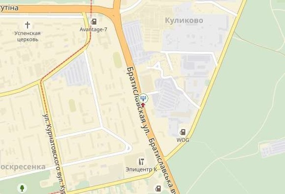 Схема рекламної площини за адресою Братиславская ул. 52, в сторону рынка "Троещина"