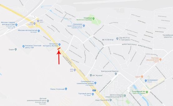 Схема рекламной плоскости по адресу Кольцевая дорога, на светофоре, рядом Гостиница, от МЕТRО к Жулян, левый