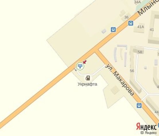 Схема рекламной плоскости по адресу Млынивська ул., (напротив авторынка, АЗС "Укрнафта")