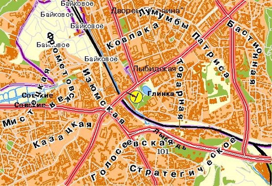 Схема рекламної площини за адресою Дружбы Народов б-р, съезд на Лыбедскую пл., правый, из центра