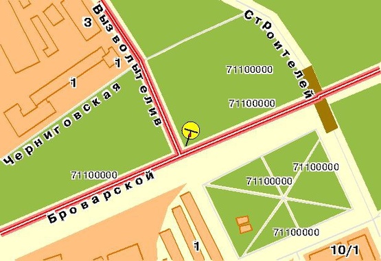 Схема рекламної площини за адресою Броварской пр-т, поворот на пр-т Освободителей, в центр