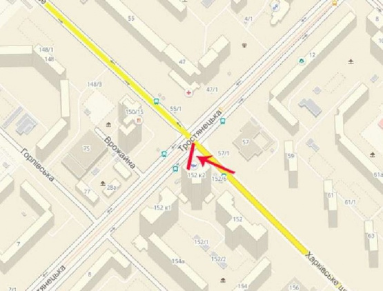 Схема рекламної площини за адресою Харьковское шоссе 154, возле ул.Тростянецкой, к Ленинградской пл.