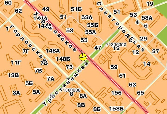 Схема рекламной плоскости по адресу Харьковское шоссе, возле ул.Тростянецкой, к Харьковской пл.