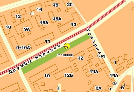 Схема рекламной плоскости по адресу Дружбы Народов б-р 12, в центр