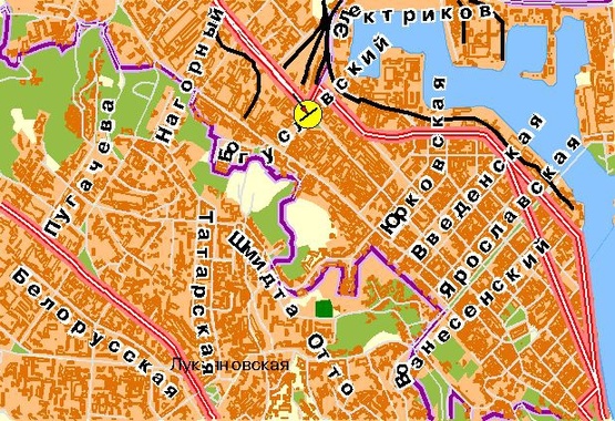 Схема рекламної площини за адресою Новоконстантиновская ул., возле ул.Заводской,  в центр