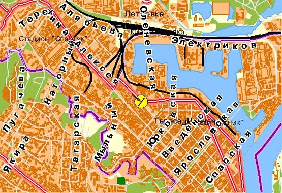 Схема рекламної площини за адресою Межигорская ул., выезд на Набережно-Луговую, левая, в центр