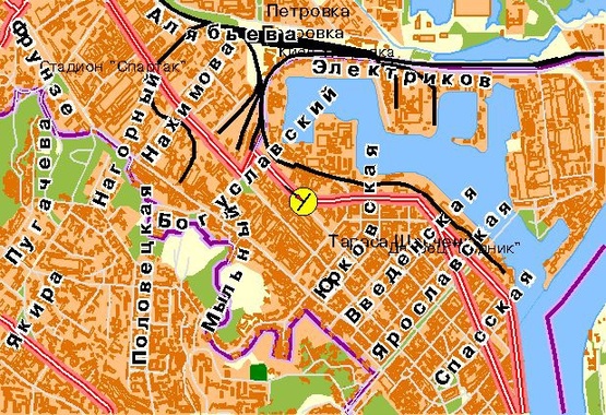 Схема рекламной плоскости по адресу Межигорская ул., выезд на Набережно-Луговую, левая, в центр