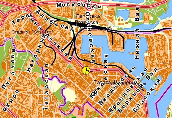 Схема рекламной плоскости по адресу Набережно-Луговая ул., возле ул.Межигорская, у СТО, из центра, левая