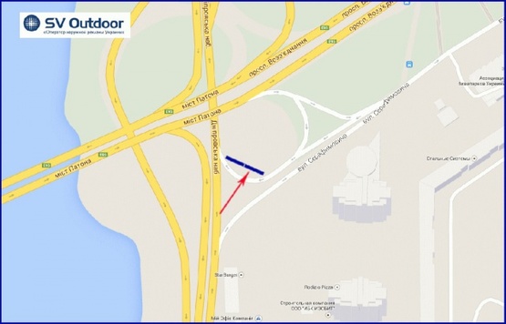 Схема рекламной плоскости по адресу Патона мост, выезд со стор. Днепровской наб., правая