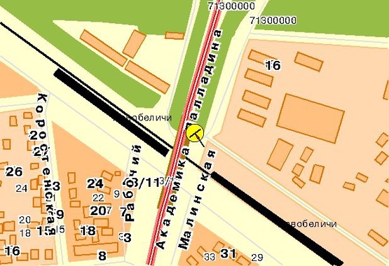 Схема рекламной плоскости по адресу Палладина Академика пр-т, возле ул.Уборевича, в сторону пр-та Победы