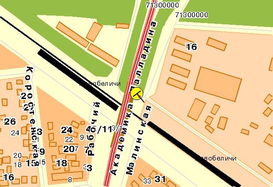 Схема рекламной плоскости по адресу Палладина Академика пр-т, возле ул.Уборевича, в сторону пр-та Победы