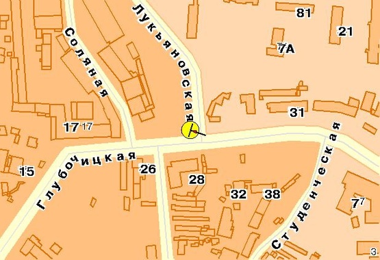 Схема рекламной плоскости по адресу Глубочицкая ул., возле ул.Лукьяновская, в сторону ул.Артема, из центра