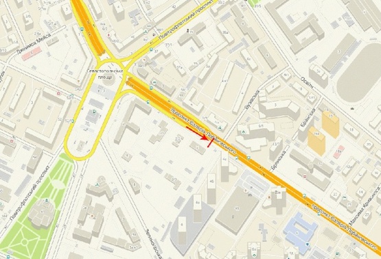 Схема рекламної площини за адресою Краснозвездный пр-т 2, 200 м до Севастопольской пл., в центр