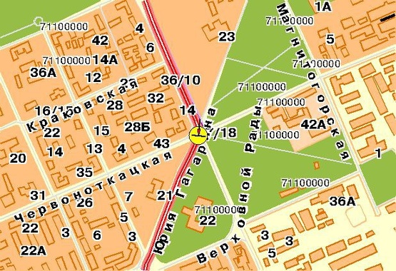 Схема рекламной плоскости по адресу Гагарина Ю. пр-т, пересечение с ул.Красноткацкой 47/18, в центр