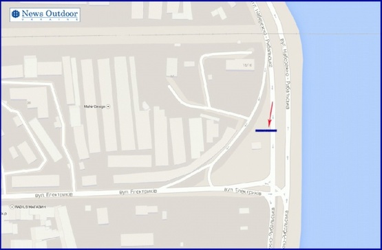 Схема рекламной плоскости по адресу Электриков ул.7, за железнодорожным мостом,5-й от Московского моста