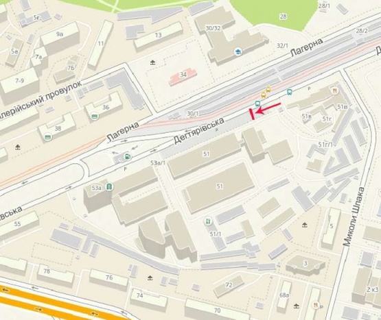 Схема рекламної площини за адресою Дегтяревская ул. 51, к ст.м.Берестейская, из центра