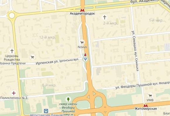 Схема рекламной плоскости по адресу Палладина Академика пр-т, в сторону ст.м.Академгородок, к пр-ту Победы