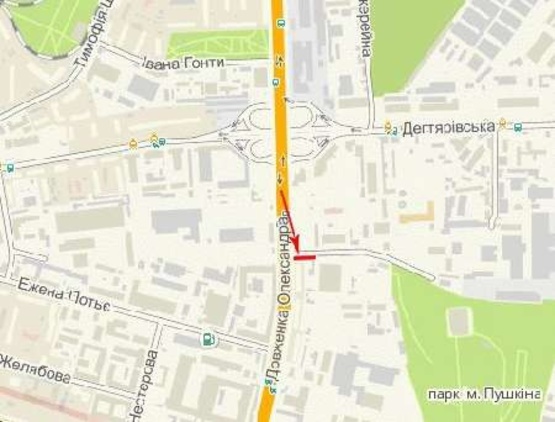 Схема рекламной плоскости по адресу Довженка ул. 12, от ст.м.Шулявка, в центр