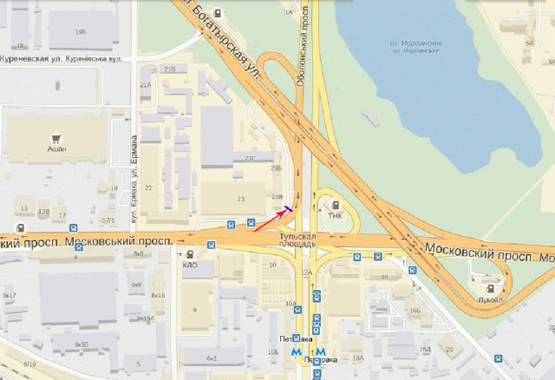 Схема рекламної площини за адресою Бандеры Степана пр-т 23, возле ст.м.  Почайна, на територии автостоянки