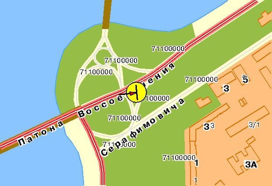 Схема рекламної площини за адресою Воссоединения пр-т, съезд с моста Патона  на ул. Сераф, левая