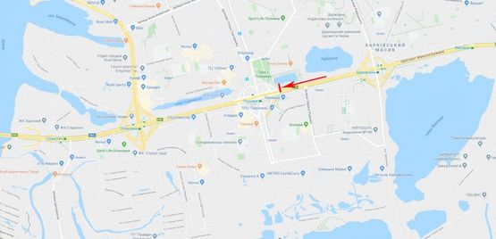 Схема рекламной плоскости по адресу Бажана пр-т 400 м до пр-та Григоренко, в центр, правая