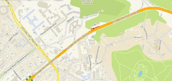 Схема рекламної площини за адресою Дружбы Народов б-р /переул. Верхний правая