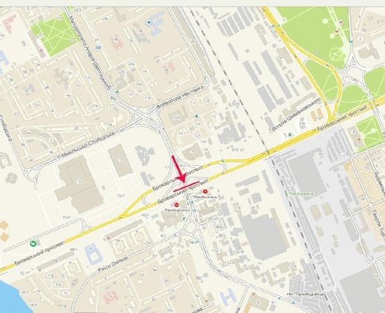 Схема рекламної площини за адресою Луначарского ул., возле Броварского пр-та, ст.м."Левобережная", к метро