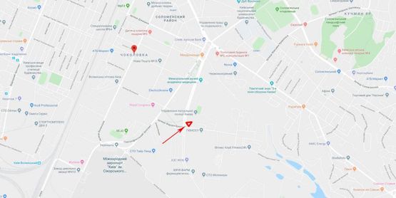 Схема рекламної площини за адресою Народного Ополчения ул., возле ул.Эрнста, к Севастопольской пл., в центр