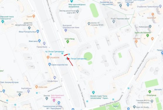 Схема рекламной плоскости по адресу Григоренка Петра пр-т 23