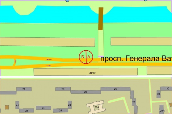 Схема рекламної площини за адресою Ватутина проспект, 26,возле автостоянки