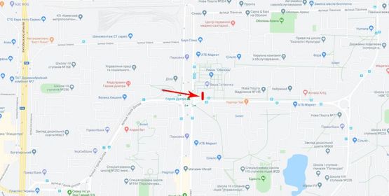 Схема рекламної площини за адресою Героев Днепра ул. 43-В