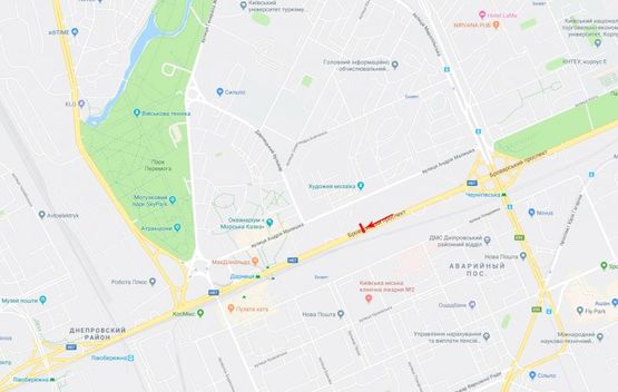 Схема рекламной плоскости по адресу Броварской пр-т 29