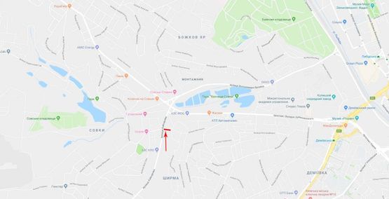 Схема рекламной плоскости по адресу Кайсарова ул. / Каменщиков ул. в центр