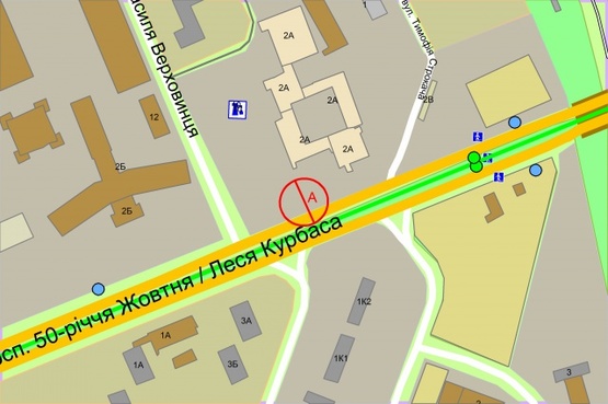 Схема рекламної площини за адресою Леся Курбаса (50-річчя Жовтня) проспект, 2а