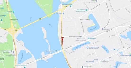 Схема рекламной плоскости по адресу Днепровская набережная / ул. Березняковская, 31