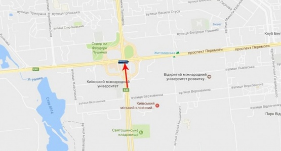 Схема рекламної площини за адресою Кольцевая дорога - Палладина пр-т./  Победы пр-т., из центра