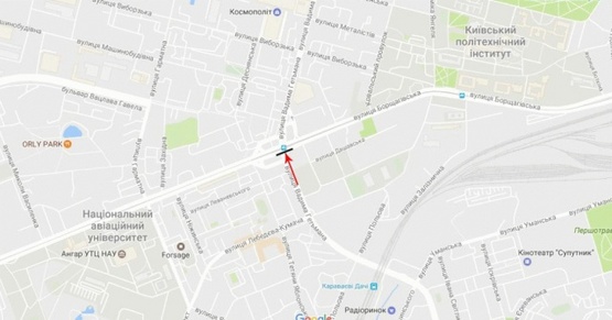 Схема рекламной плоскости по адресу Индустриальная ул./ Борщаговская ул., к пр-т Победы