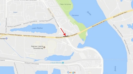 Схема рекламной плоскости по адресу Героев Сталинграда пр-т. / Бандеры С. пр-т., от массива Оболонь