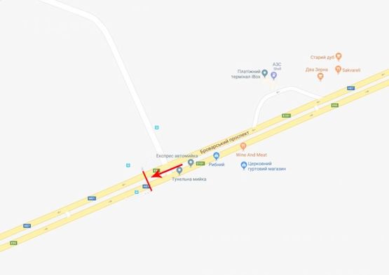 Схема рекламной плоскости по адресу Мост пешеходный через Броварской пр-т возле примыкания автодороги на с.Зазимье