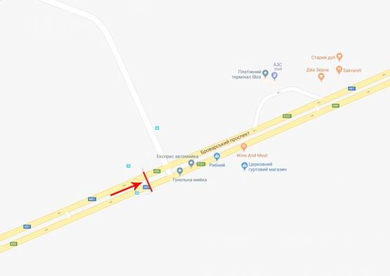 Схема рекламной плоскости по адресу Мост пешеходный через Броварской пр-т возле примыкания автодороги на с.Зазимье